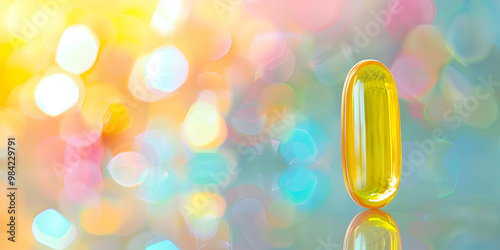 Vitamin Supplement Capsule on Colorful Background