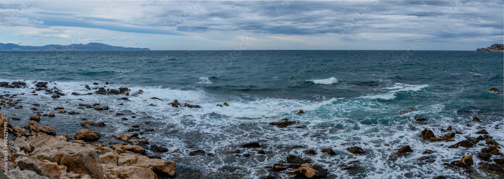Panoramic view of the sea on a cloudy day Panoramic view of the sea on a cloudy day