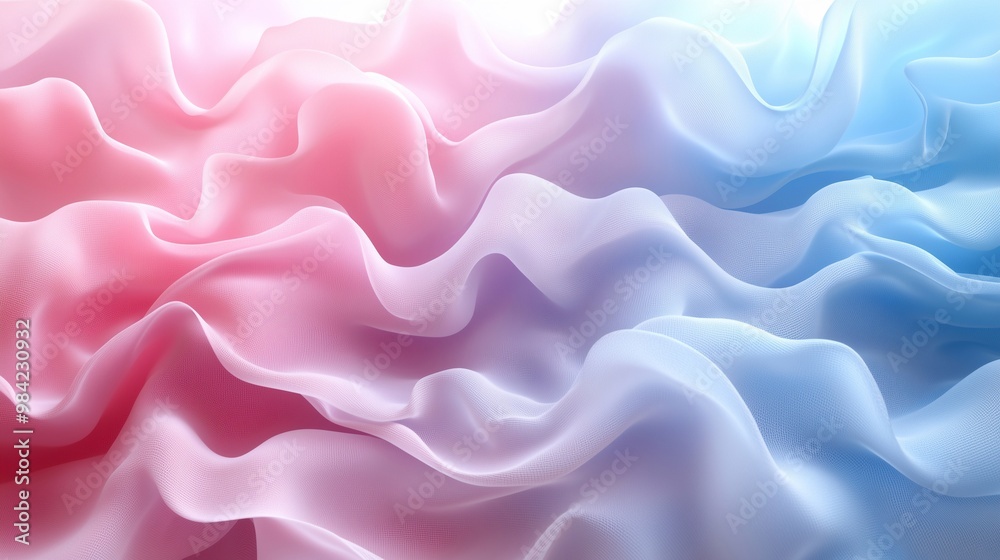 Obraz premium Delicate pastel fabric folds in soft pink and blue, flowing gracefully to create a peaceful, abstract texture.