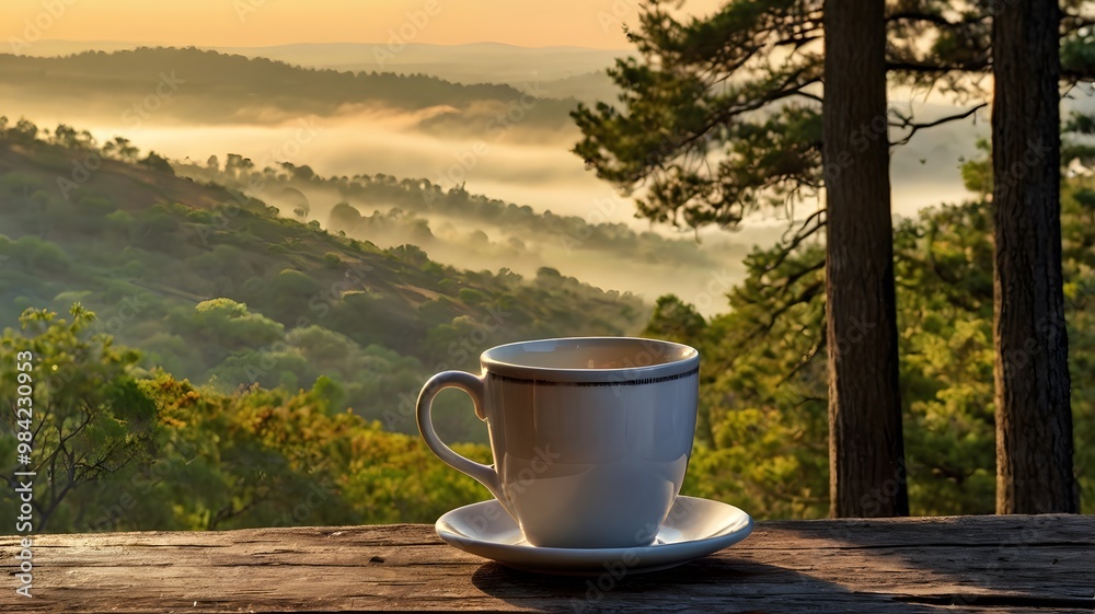 Relaxing with a Cup of Coffee and a Mountain View Relaxing with a Cup of Coffee and a Mountain View