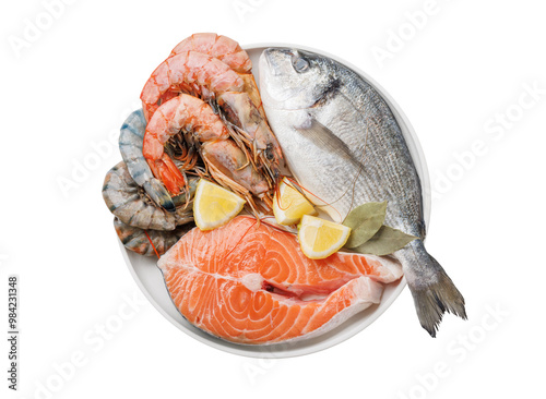 Wallpaper Mural Seafood Platter Delight: Shrimps, Salmon, Oysters Galore Torontodigital.ca