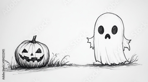 Obraz na płótnie Hand drawn halloween ghost 