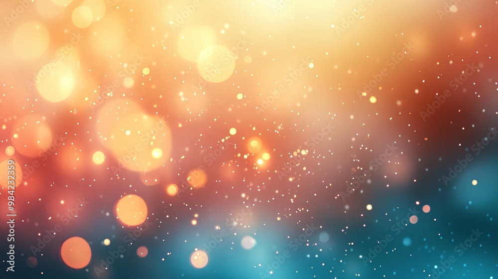 Abstract Blurred Background with Golden Bokeh and Glowing Particles