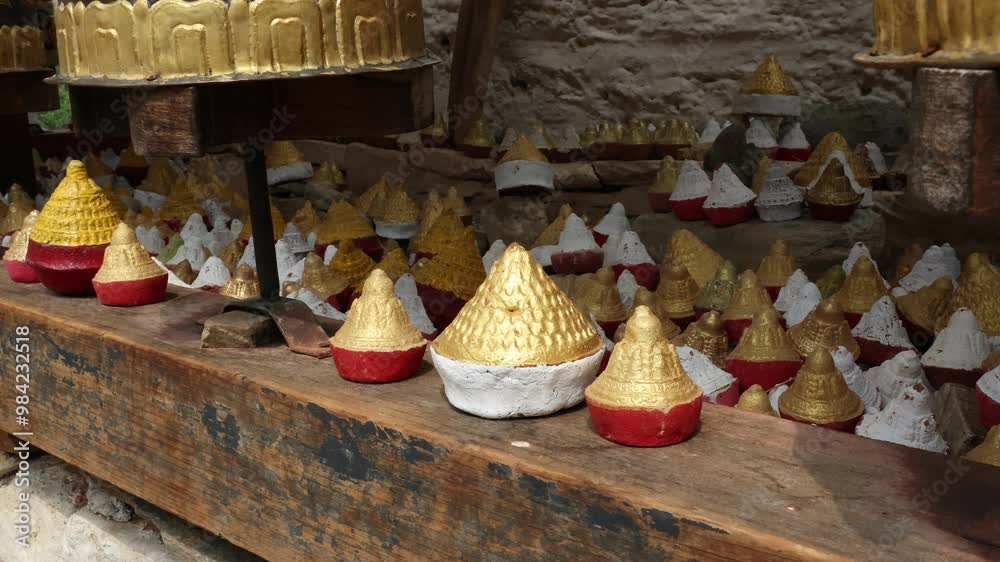 Tsa Tsas made with ashes of the deads, Wangchang Gewog, Paro, Bhutan