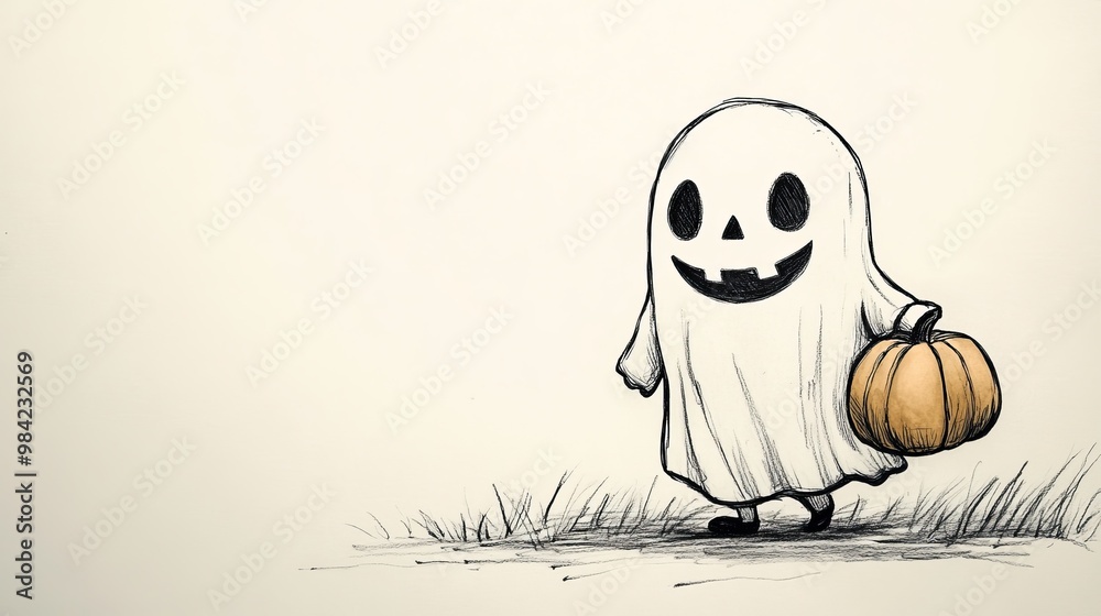 Obraz premium Hand drawn halloween ghost 