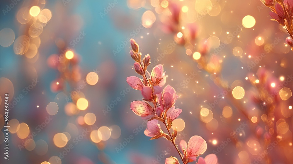 Delicate Pink Blossoms in a Golden Glow Delicate Pink Blossoms in a Golden Glow