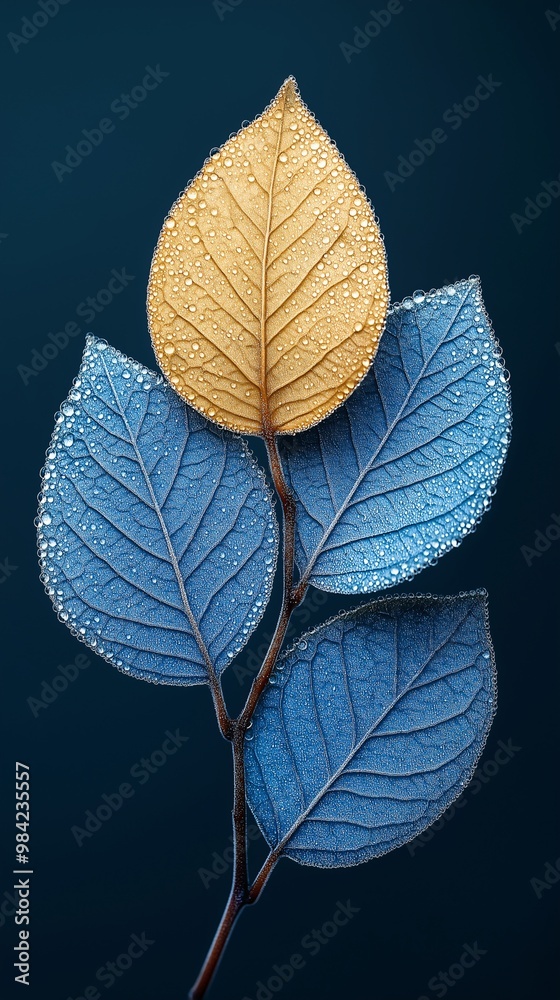 Obraz premium Minimalistic Illustration of Red Semi-Transparent Frozen Flowers on a Soft Dusty Light Blue Background, Muted Colors in Stylish Floral Design for Mobile Phone Wallpapers