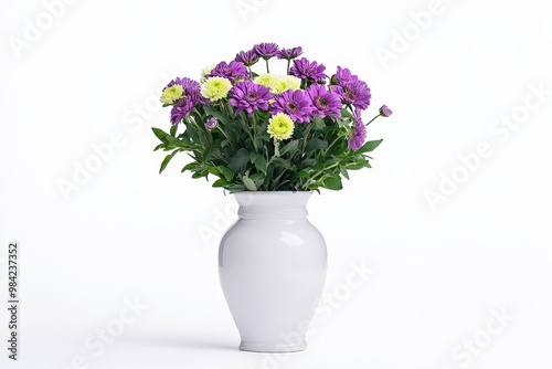 Flowers bouquet pink alstroemeria, Lily of the Incas, in vase on isolated white background close-up. Beautiful simple AI generated image