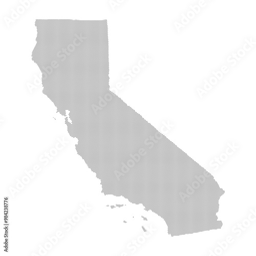 California state map with dotted pattern vector illustration