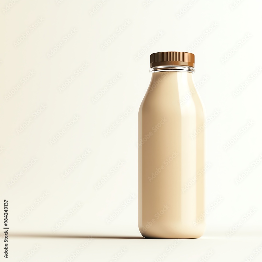Bottle of beverage on plain background, minimalist design Bottle of beverage on plain background, minimalist design