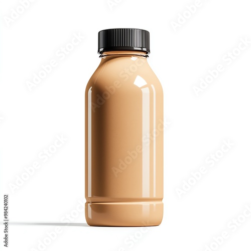 Bottle of chocolate drink with white isolate background
