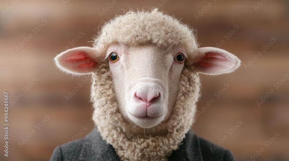 Obraz premium Sheep in a suit, looking thoughtfully at the camera