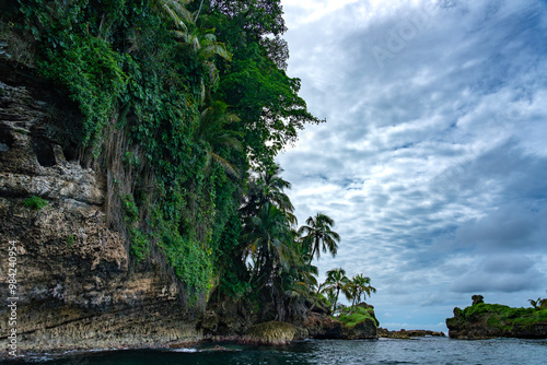 Beautiful Tropical Island in Panama with Lush Greenery, Exotic Wildlife Surrounded by the Caribbean Ocean, Perfect for Adventure, Travel, Nature Photography, and Outdoor Exploration photo