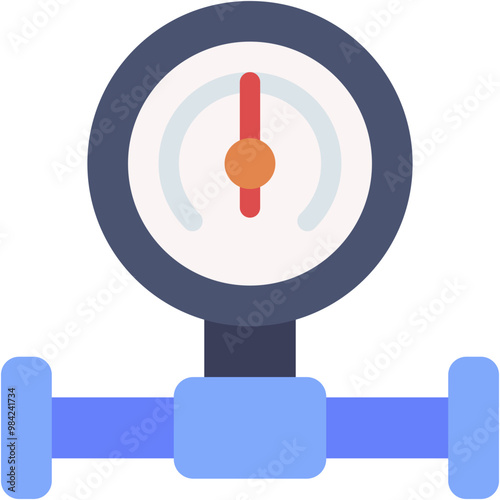 Vector Icon Gauge, Measure, Atmospheric, Industry, Pressure Meter, Pipeline