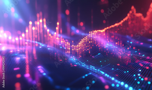 Futuristic Stock Market Chart with Glowing Data or Dynamic Financial Timeline for graphic background