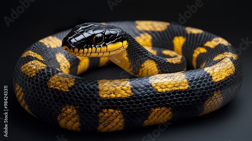 Black and Yellow Snake Close Up - Wildlife Photography