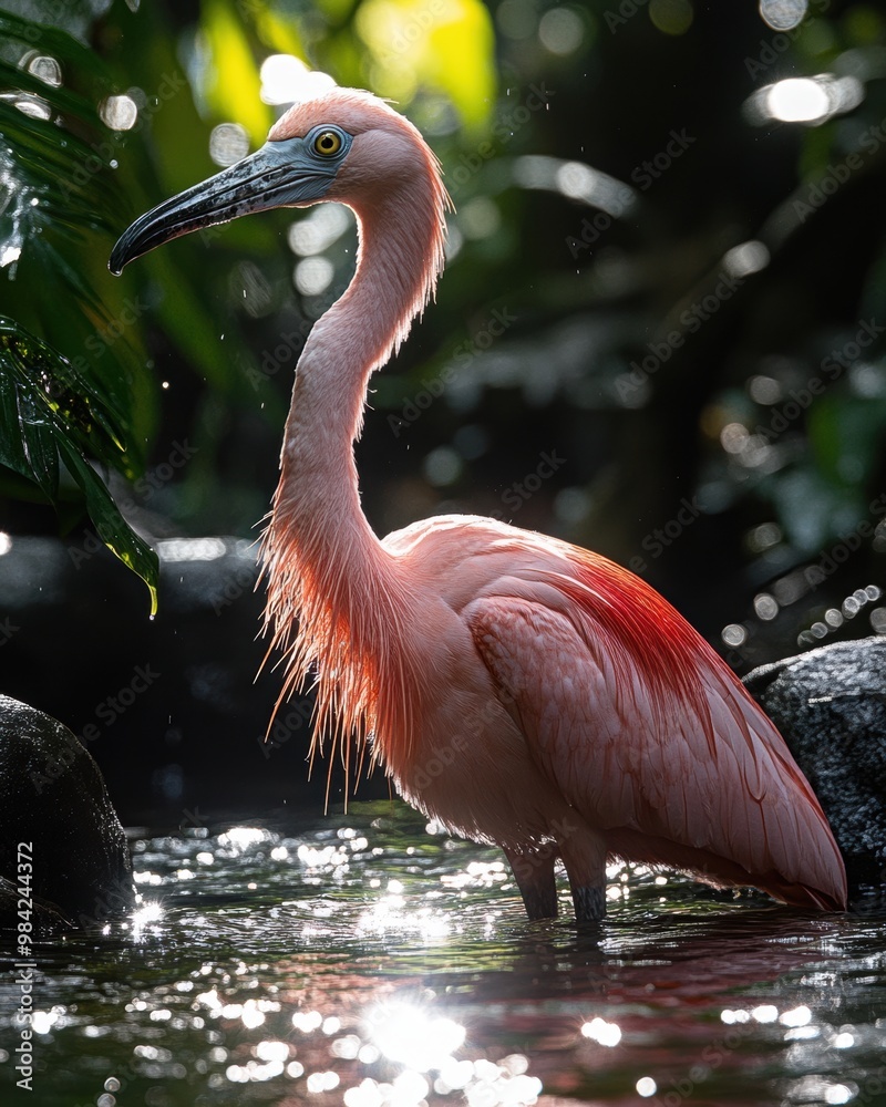 Fototapeta premium Pink Heron in Water.