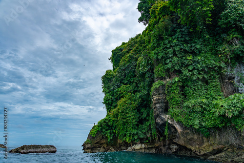 Beautiful Tropical Island in Panama with Lush Greenery, Exotic Wildlife Surrounded by the Caribbean Ocean, Perfect for Adventure, Travel, Nature Photography, and Outdoor Exploration photo