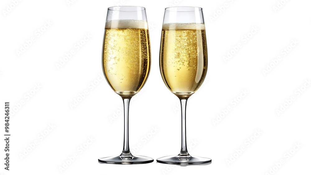 Two Glasses of Champagne on a Transparent Background Two Glasses of Champagne on a Transparent Background