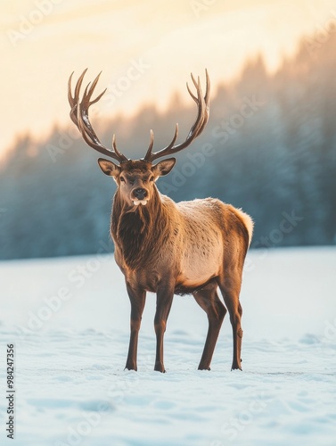 Majestic Deer in Snow.