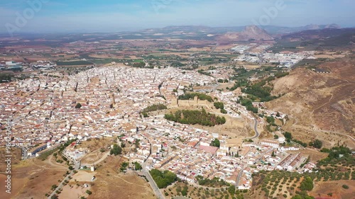 Wallpaper Mural Aerial 4K video from drone to along the old town of Antequera, Spain overlooking the big fortress.Antequera, Andalusia, Spain Torontodigital.ca