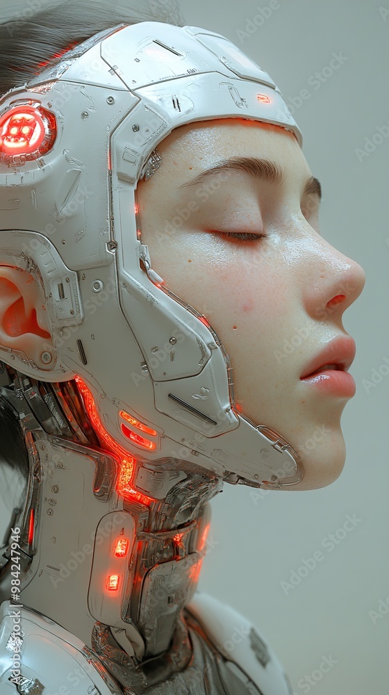 Cyberpunk Woman with Glowing Helmet - Futuristic AI Art Cyberpunk Woman with Glowing Helmet - Futuristic AI Art