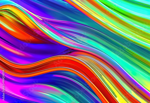 chrome metal wave background, colorful modern high tech abstract background