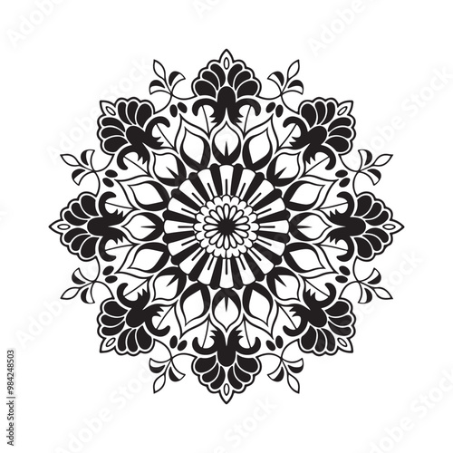 Vector abstract mandala pattern. Art on the wall. Design for a wallpaper Paint shirt and tile Sticker Design, coloring book Lace pattern The tattoo. Decorative circle ornament in ethnic oriental style photo