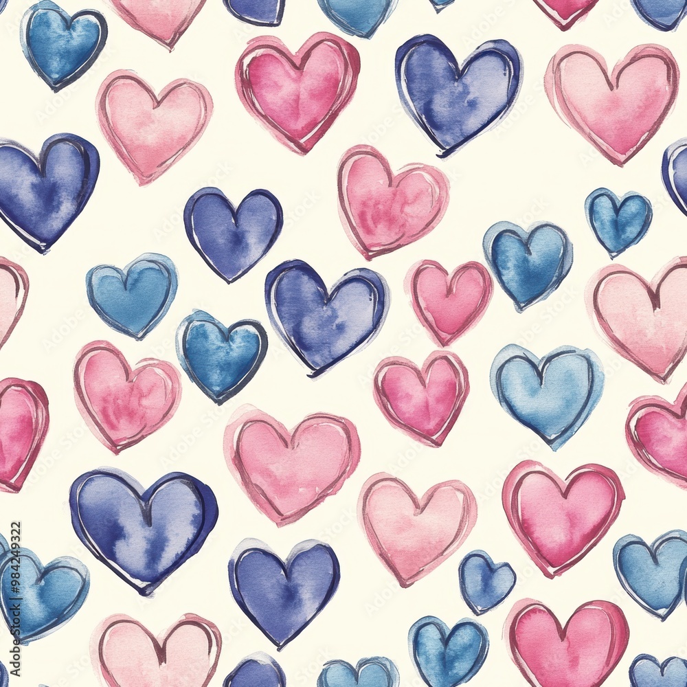 Watercolor Heart Pattern. Watercolor Heart Pattern.