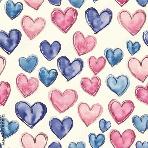 Watercolor Heart Pattern.