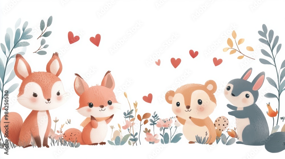 Naklejka premium Cute Animal Friends.