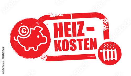 Heizkosten - Stempel mit deutschem Text und Symbol Vektor Illustration