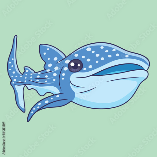 Cute whale shark animal cartoon character vector Illustration.