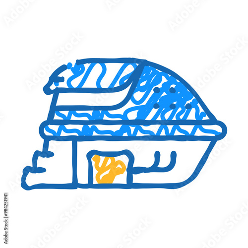 deprivation chamber, floating capsule doodle icon sketch vector. deprivation chamber, floating capsule sign. isolated symbol illustration