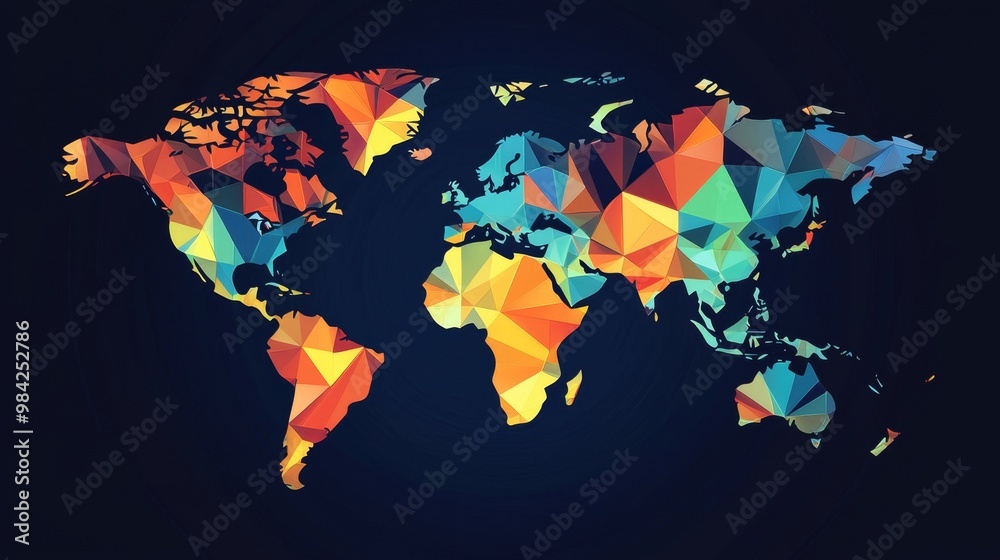Geometric Rendering of a Detailed World Map with Polygonal Continents and Landmasses Geometric Rendering of a Detailed World Map with Polygonal Continents and Landmasses