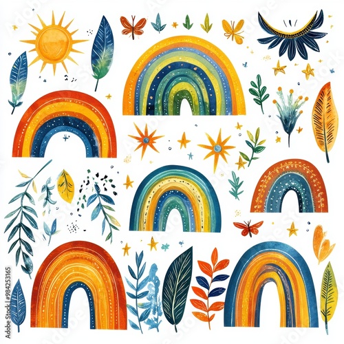 Rainbow Watercolor Clipart.