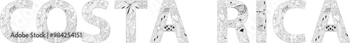 Costa Rica is a country in the Central American region of North America. Vector decorative zentangle object for coloring.