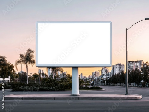 A striking mock-up of a billboard positioned in a bustling urban environment