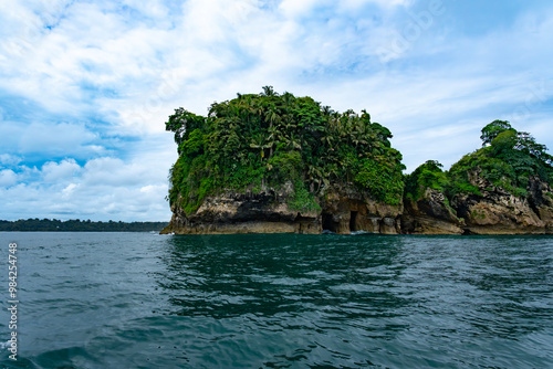 Beautiful Tropical Island in Panama with Lush Greenery, Exotic Wildlife Surrounded by the Caribbean Ocean, Perfect for Adventure, Travel, Nature Photography, and Outdoor Exploration photo