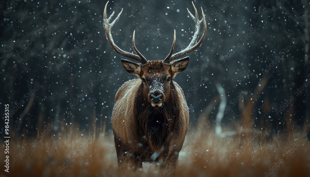 Elk in Snow. Elk in Snow.