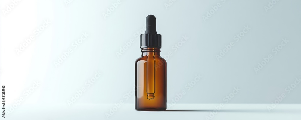 Amber Glass Dropper Bottle Mockup on White Background Amber Glass Dropper Bottle Mockup on White Background