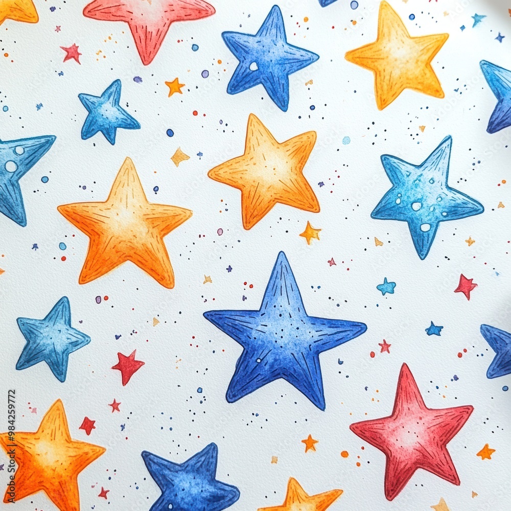 Watercolor Star Pattern. Watercolor Star Pattern.