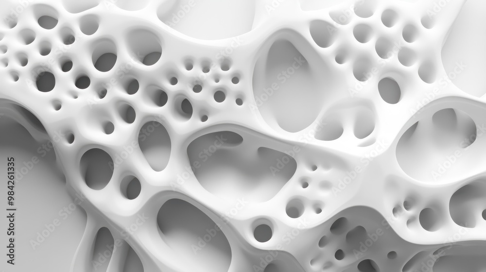 Abstract white organic shape with holes and textures. Abstract white organic shape with holes and textures.