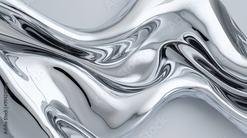 Abstract silver liquid wave background.