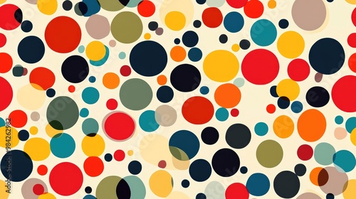 Seamless abstract background featuring multicolored circles