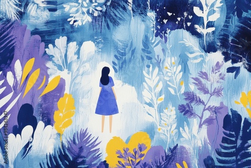 Woman in Blue Flowers.