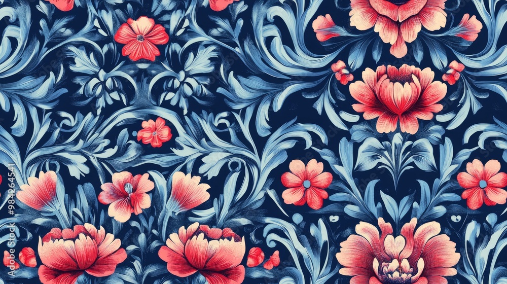 Fototapeta premium Mixed pattern of original designs and digital illustrations suitable for web wallpaper ceramics and fabric applications