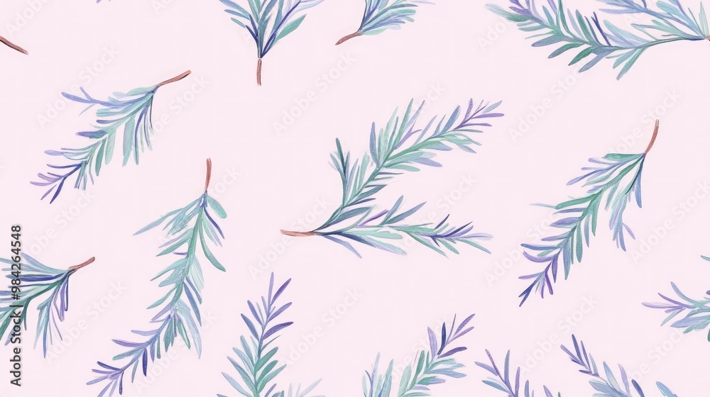 Pastel Seamless Rosemary Motif Pastel Seamless Rosemary Motif