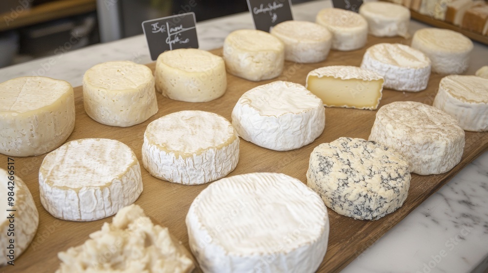 Assorted Cheese Selection on Wooden Platter