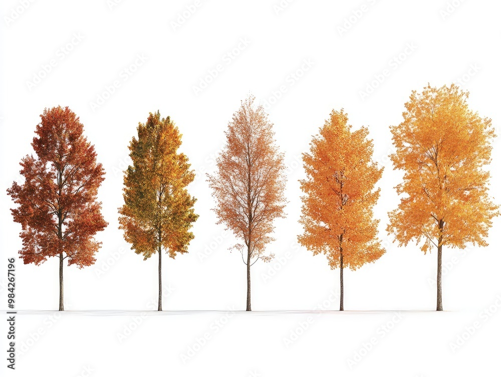 Naklejka premium autumn trees isolated on white